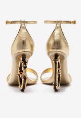 Dolce & Gabbana Keira 105 DG Baroque Heel Sandals in Metallic Leather Gold CR0739 A1016 89869