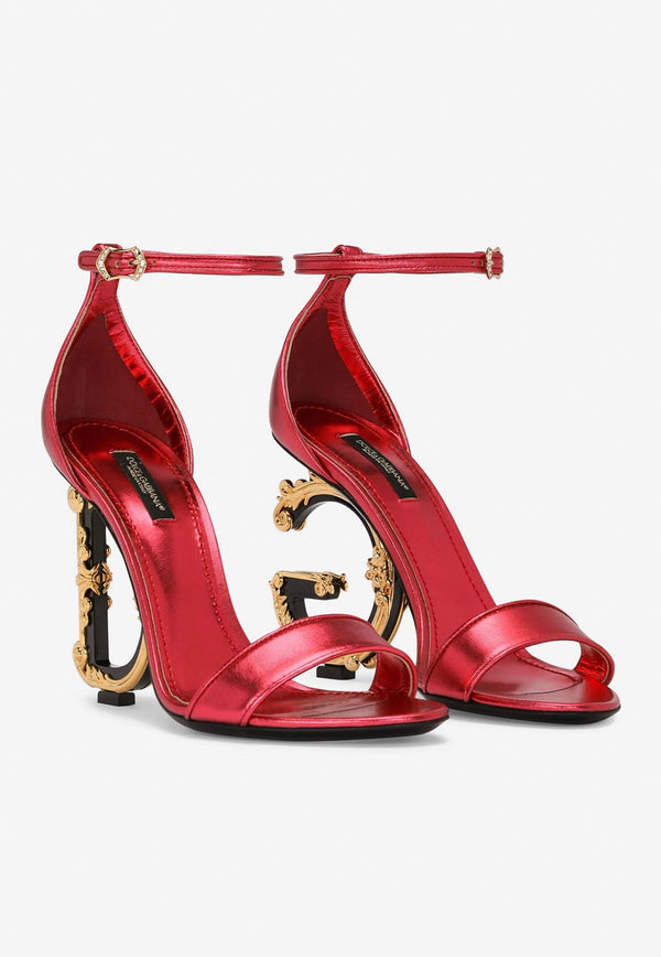 Dolce & Gabbana 105 Baroque Logo Nappa Mordore Sandals Red CR0739 A1016 8Z424