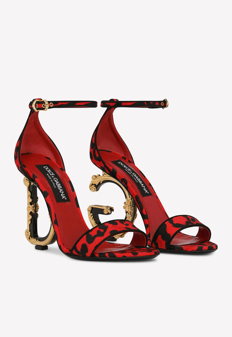 Dolce & Gabbana 105 Leopard Print Baroque DG Sandals CR0739 AH549 HSYJN Red