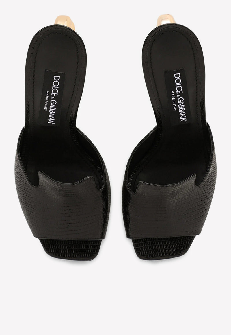 Dolce & Gabbana Keira 105 DG Mules in Animal Print Calf Leather Black CR1182 AY281 80999