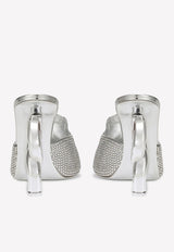 Dolce & Gabbana Keira 105 Crystal Embellished Mules in Satin Silver CR1194 AQ679 8B070