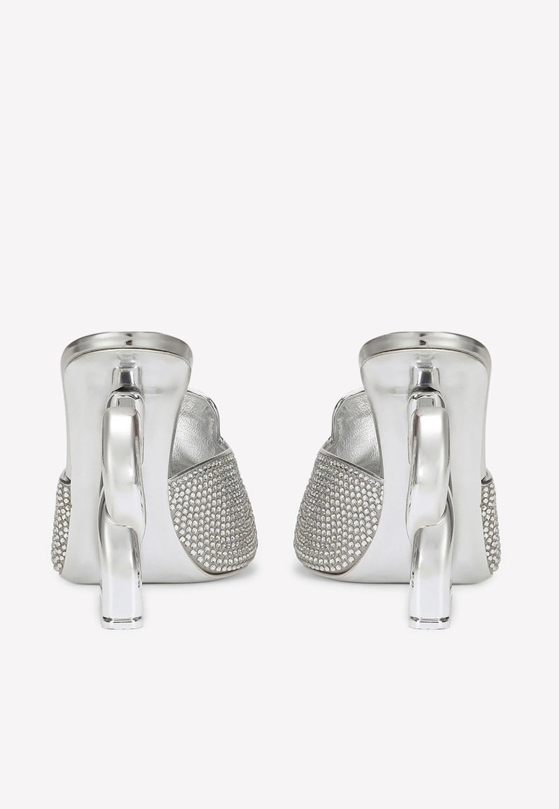 Dolce & Gabbana Keira 105 DG Metallic Mules Silver CR1195 AQ679 8B070