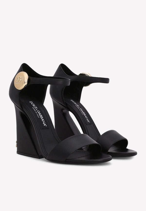 Dolce & Gabbana 105 Geometric Heel Sandals in Nappa Leather Black CR1233 AQ994 80999