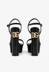 Dolce & Gabbana Keira 105 Polished Leather Platform Sandals CR1340 A1037 80999 Black
