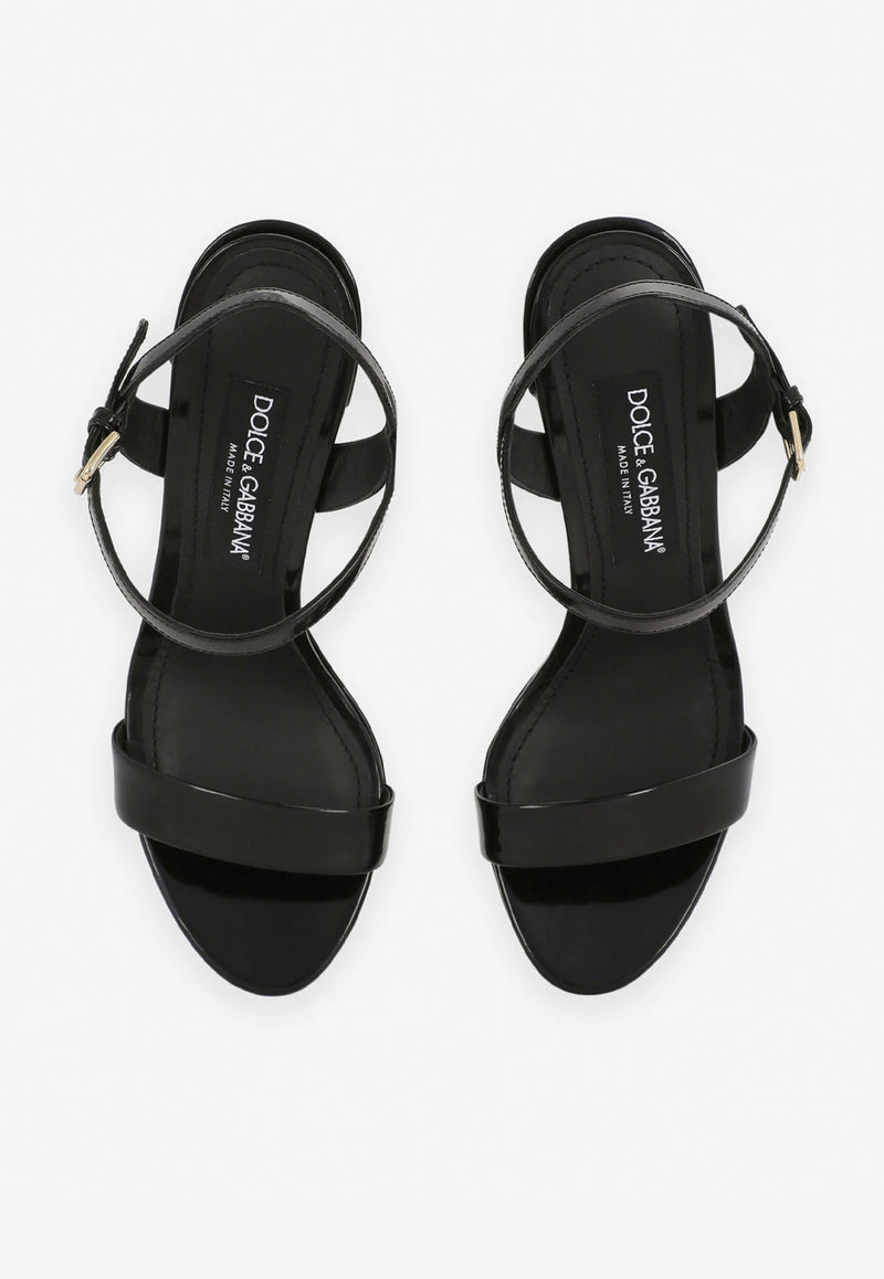 Dolce & Gabbana Keira 105 Polished Leather Platform Sandals CR1340 A1037 80999 Black