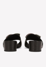 Dolce & Gabbana 40 Crystal DG Mules in Calf Leather Black CR1391 B5956 80999