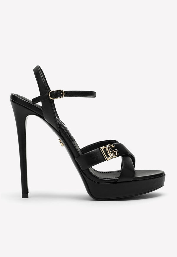 Dolce & Gabbana 130 Logo-Plaque Platform Sandals Black CR1480AD437/M_DOLCE-80999