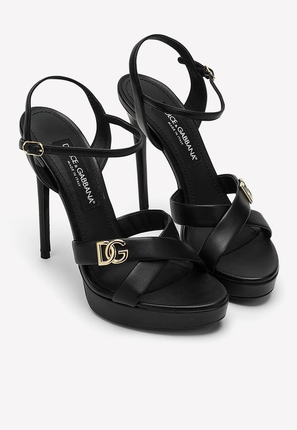 Dolce & Gabbana 130 Logo-Plaque Platform Sandals Black CR1480AD437/M_DOLCE-80999