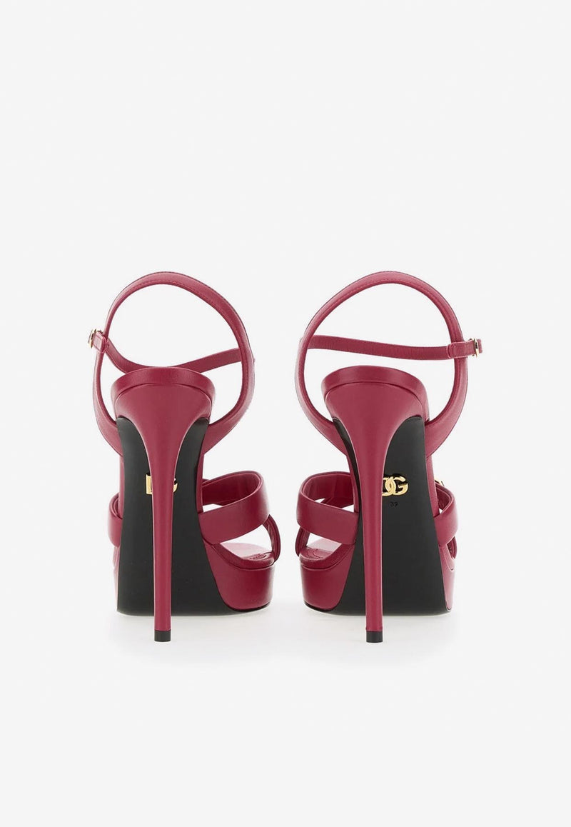 Dolce & Gabbana 130 Logo-Plaque Leather Sandals Fuchsia CR1480 AA722 89417
