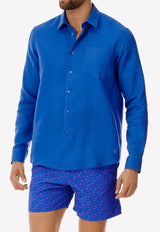 Vilebrequin Caroubis Long-Sleeved Linen Shirt Blue CRSE9U00-314