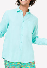 Vilebrequin Caroubis Long-Sleeved Linen Shirt Light blue CRSE9U00-333