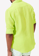 Vilebrequin Caroubis Long-Sleeved Linen Shirt Green CRSH9U10-104
