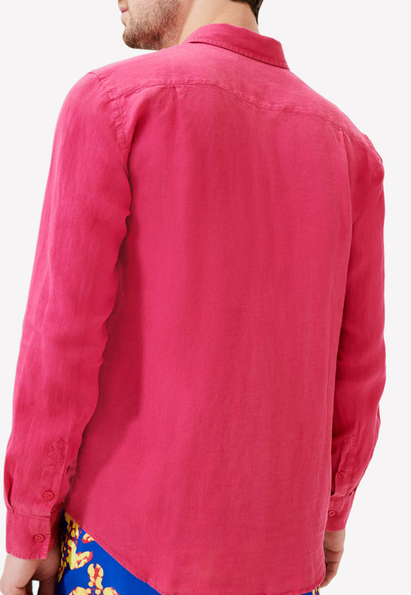 Vilebrequin Caroubis Long-Sleeved Linen Shirt Pink CRSH9U10-157