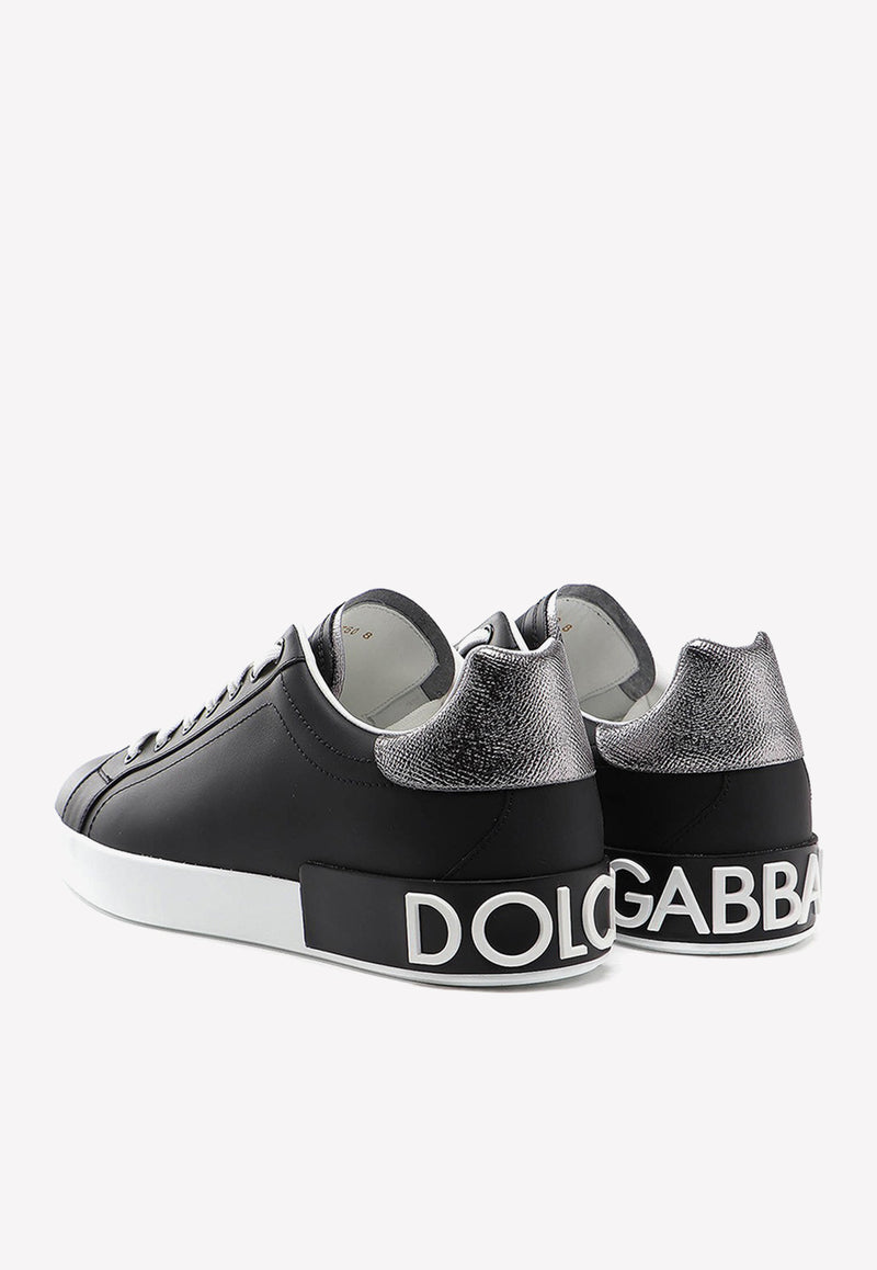 Dolce & Gabbana Calfskin Portofino Low-Top Sneakers Black CS1760 AH527 8B979