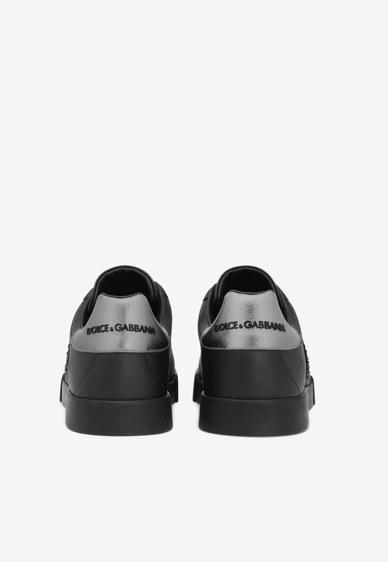 Dolce & Gabbana Portofino Sneakers with Crown-Patch Black CS1761 AH164 8B979