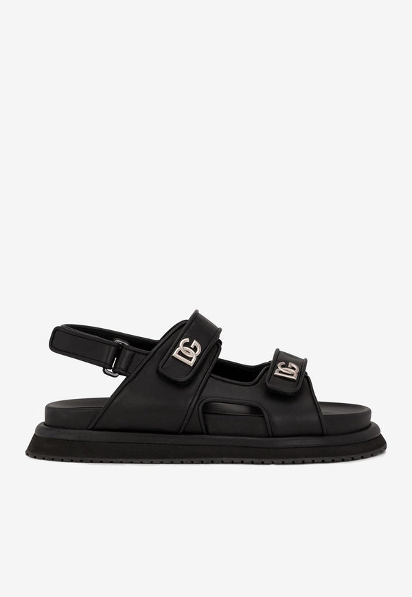 Dolce & Gabbana DG Sandals in Nappa Calf Leather Black CS2042 AD439 80999