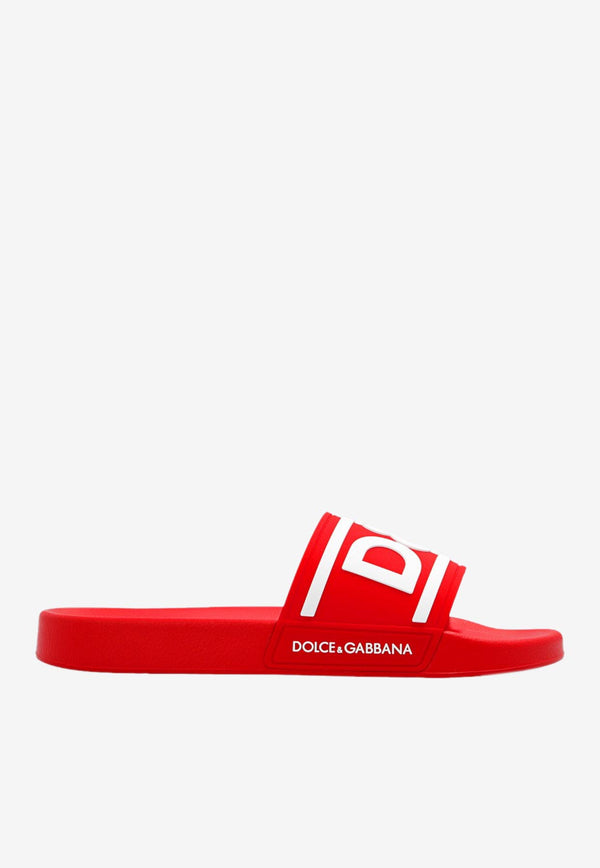 Dolce & Gabbana Logo Rubber Slides Red CS2072 AQ858 89689