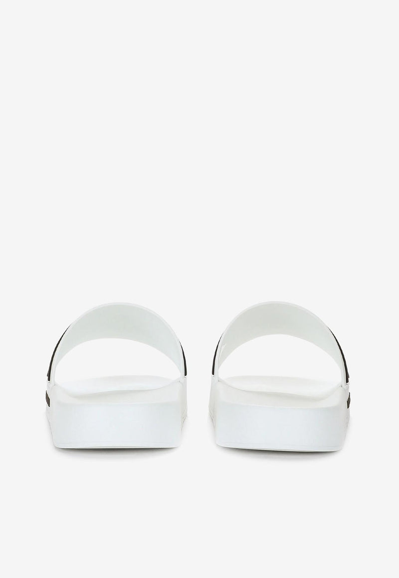 Dolce & Gabbana Logo Rubber Slides White CS2072 AQ858 89697