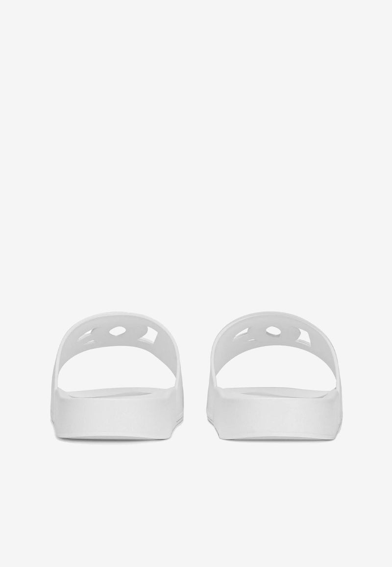 Dolce & Gabbana Logo Cut-Out Rubber Slides White CS2079 AO666 80001