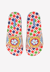 Dolce & Gabbana Carretto Print Rubber Beach Slides Multicolor CW0109 AJ756 HH01E