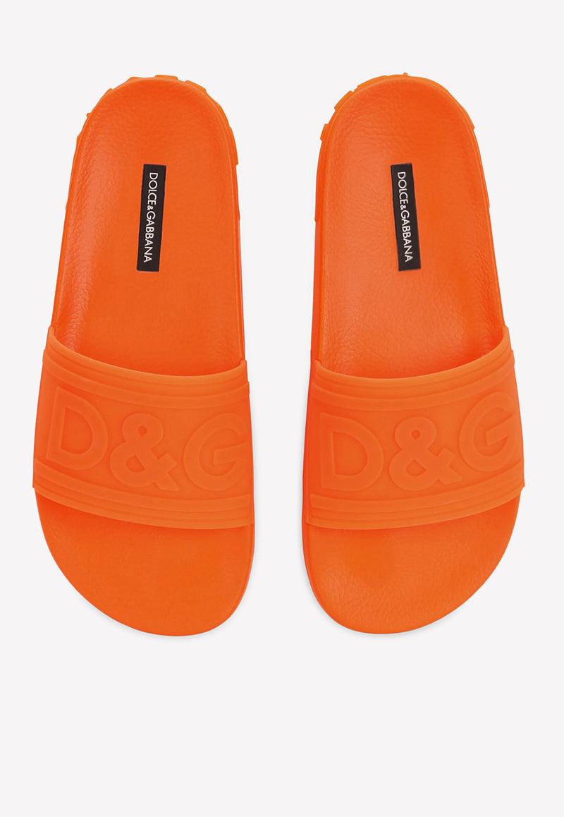 Dolce & Gabbana DG Beachwear Rubber Slides Orange CW0141 AX756 8G246