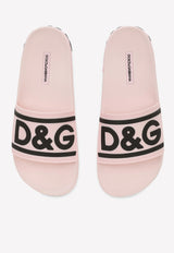 Dolce & Gabbana DG Logo Beachwear Slides in Rubber Pink CW1991 AQ858 8B400