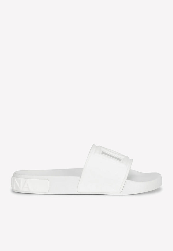 Dolce & Gabbana DG Beachwear Rubber Slides White CW2012 AO666 8B930