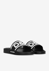 Dolce & Gabbana DG Logo Rubber Pool Slides CW2072 AQ858 89690 Black