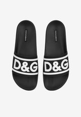 Dolce & Gabbana DG Logo Rubber Pool Slides CW2072 AQ858 89690 Black