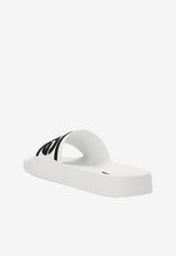 Dolce & Gabbana DG Logo Rubber Pool Slides CW2072 AQ858 89697 White