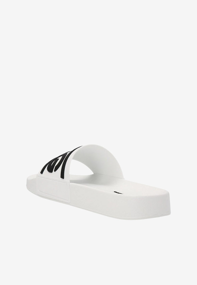 Dolce & Gabbana DG Logo Rubber Pool Slides CW2072 AQ858 89697 White