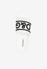 Dolce & Gabbana DG Logo Rubber Pool Slides CW2072 AQ858 89697 White