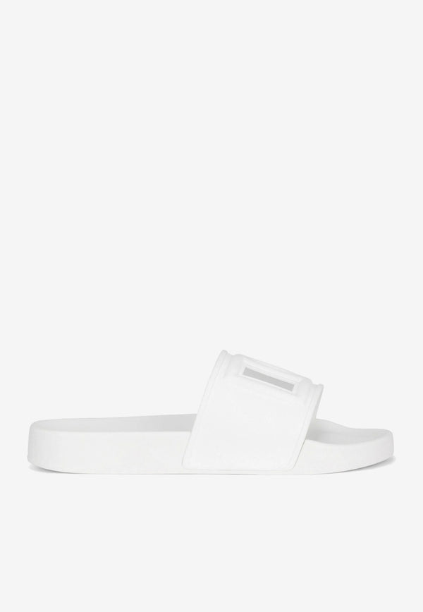 Dolce & Gabbana DG Logo Rubber Slides White CW2079 AO666 8B930