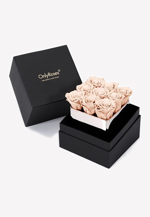 OnlyRoses Infinite Rose Silver Cube Champagne 