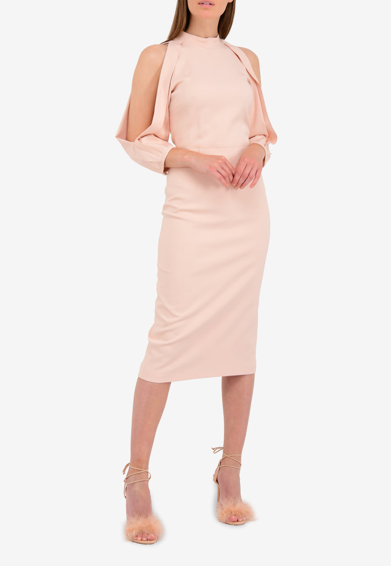 Cushnie et Ochs Pink Cold-Shoulder Pencil Dress 11734305-PNK