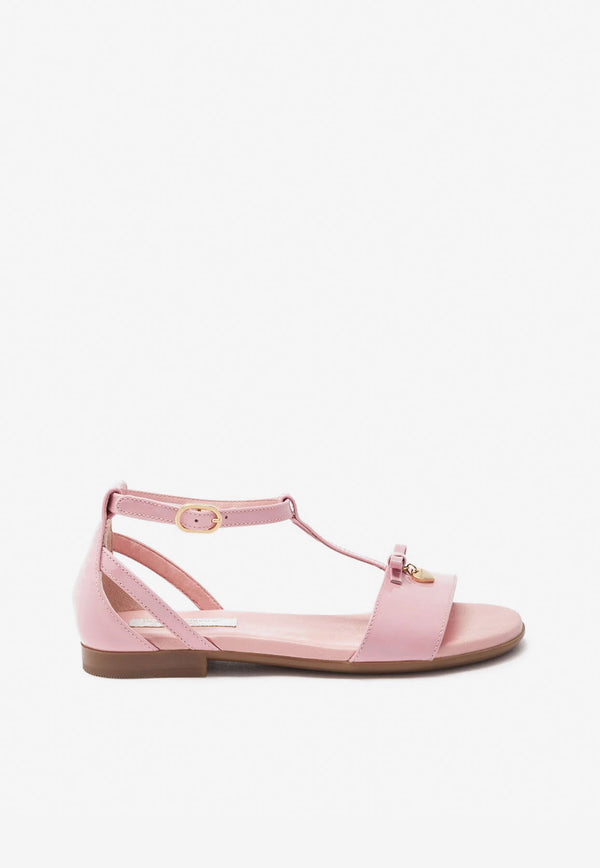 Dolce & Gabbana Kids Girls T-strap Patent Leather Sandals D10457 A1328 80416 Pink