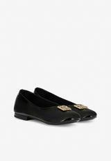 Dolce & Gabbana Kids Girls Crystal DG Logo Ballet Flats in Patent Leather D10510 A1153 80999 Black