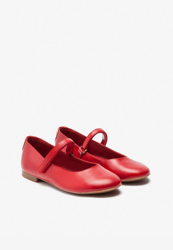 Dolce & Gabbana Kids Girls Patent Leather Mary Jane Flats D10699 A1328 87124 Red