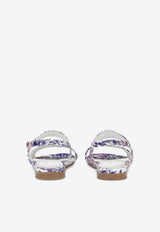 Dolce & Gabbana Kids Girls Wisteria Print Leather Sandals D10819 AQ287 HA3JE Lavender