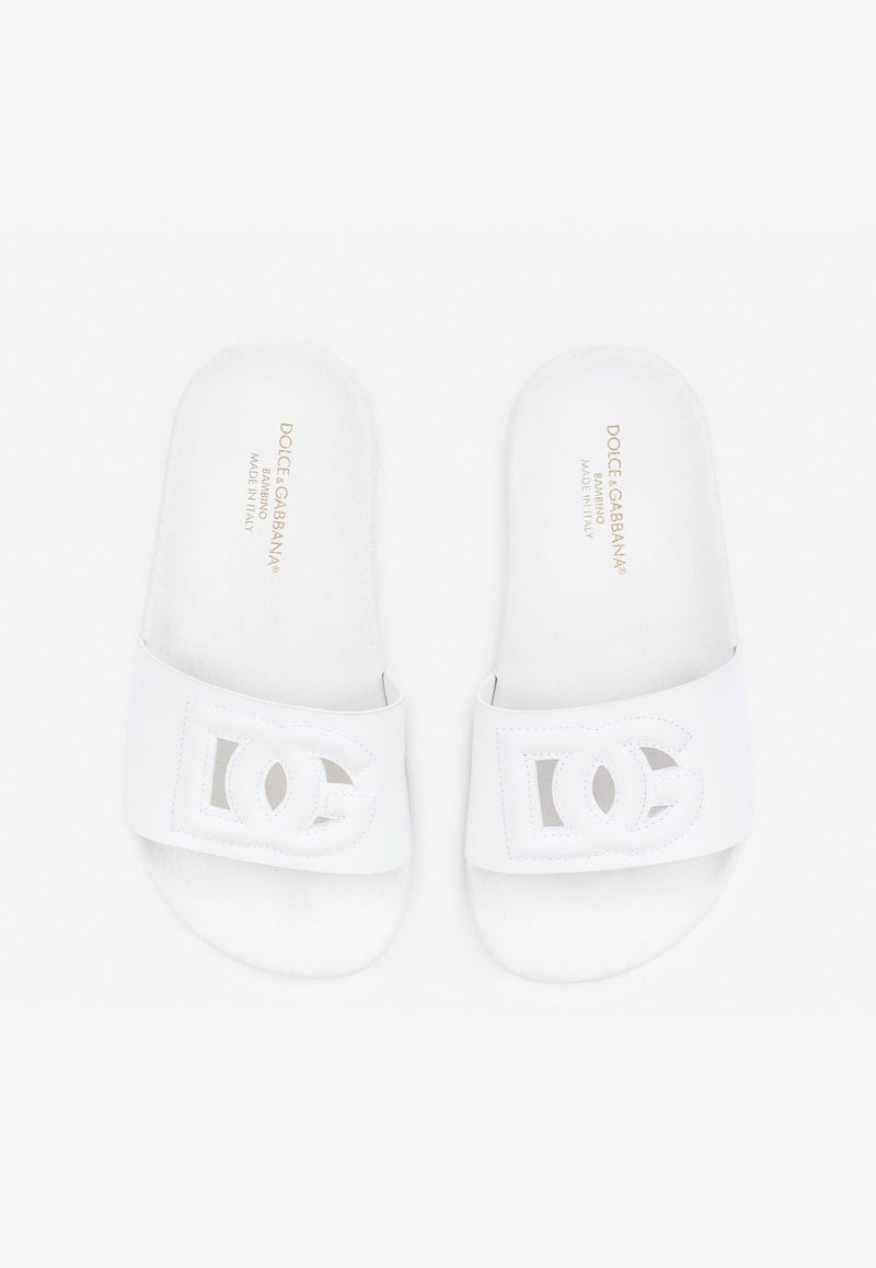 Dolce & Gabbana Kids Kids DG Millennials Logo Slides D11031 A1735 80001 White