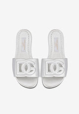 Dolce & Gabbana Kids Girls DG Millennial Laminated Flat Sandals Silver D11032 A5439 80998