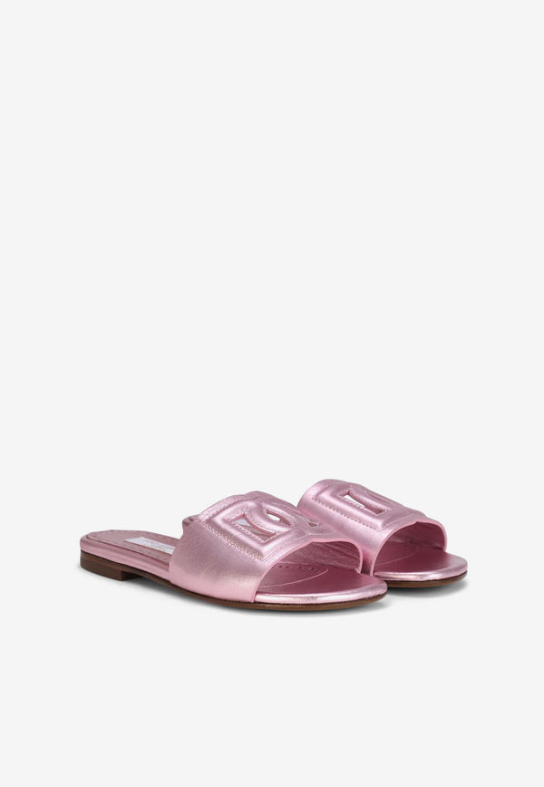 Dolce & Gabbana Kids Girls DG Millennials Metallic Leather Sandals D11032 A5439 8M305 Pink