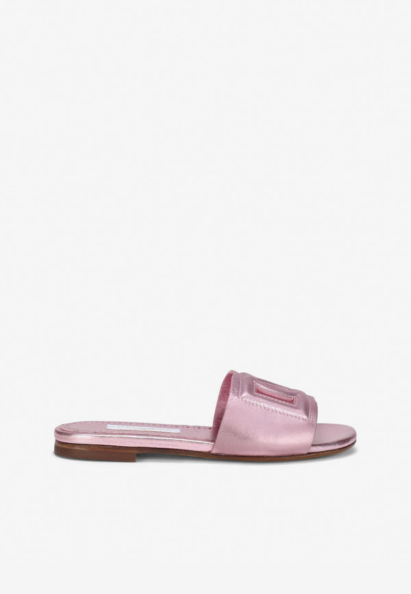 Dolce & Gabbana Kids Girls DG Millennials Metallic Leather Sandals D11032 A5439 8M305 Pink