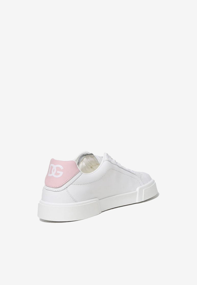 Dolce & Gabbana Kids Girls DG Low-Top Leather Sneakers D11076 AY536 8B913 White