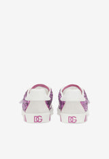 Dolce & Gabbana Kids Girls Sequined Portofino Custom 2.0 Sneakers D11083 AQ846 8J403 Purple