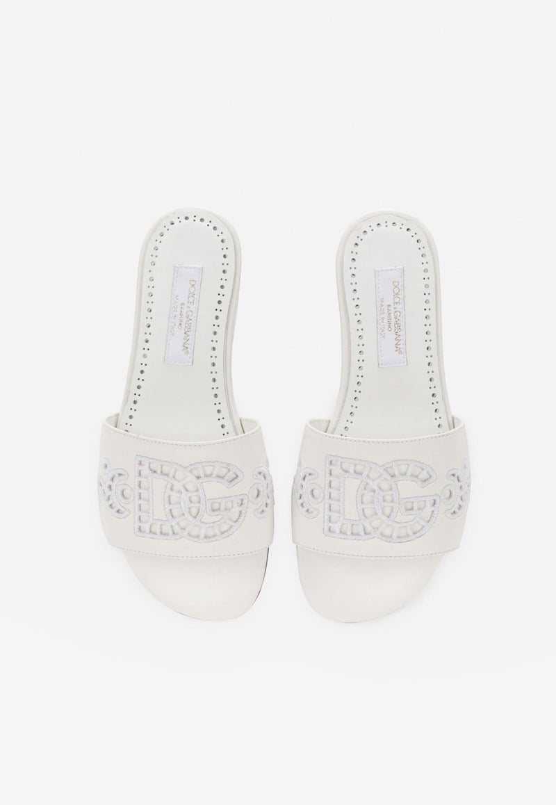Dolce & Gabbana Kids Girls DG Millennials Intarsia Leather Sandals D11092 AX707 80001 White