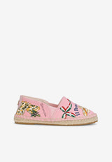Dolce & Gabbana Kids Girls Bread Print Canvas Espadrilles Pink D11128 AR368 HF3UQ