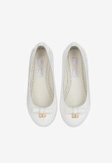 Dolce & Gabbana Kids Girls DG Logo Patent Leather Ballet Flats White D11141 A1328 87682
