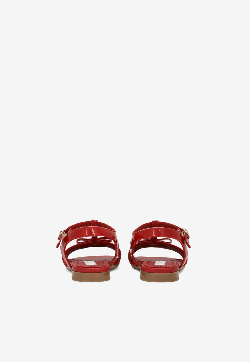 Dolce & Gabbana Kids Girls DG Logo Patent Leather Sandals Red D11155 A1328 87124