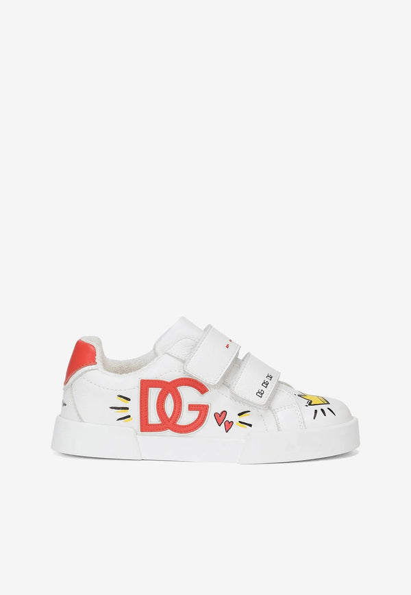 Dolce & Gabbana Kids Girls Portofino DG Logo Sneakers White D11158 AP884 HWF57